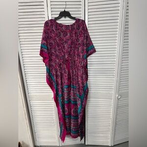 Elegant Pink and Green beach Dress